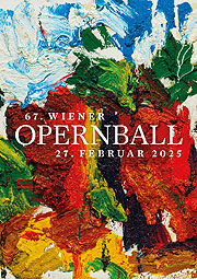 Das "Rote Felswand" Opernballplakat 2025 entstand nach einem Sujet von Franz Grabmayr
